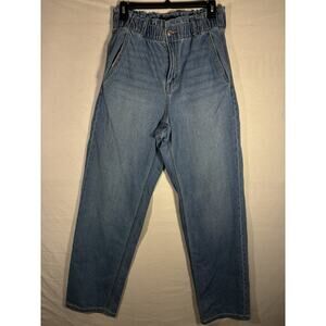 American Eagle Size 8 Mom Jeans Ankle Paper Bag Waist High Rise Light Wash